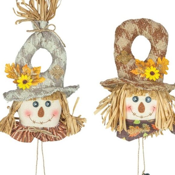 🎃 Rustic Autumn Scarecrow Head Decorations (Set of 2) - Picture 1 of 3